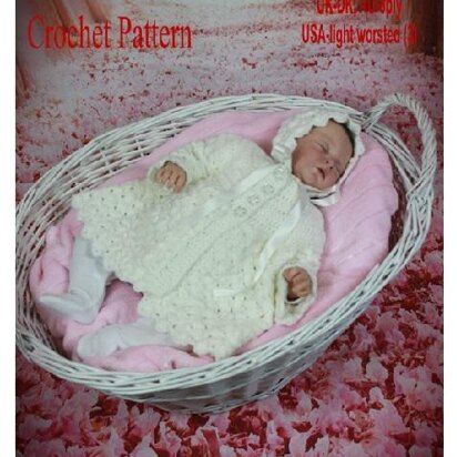 Crochet Pattern baby jacket an hat UK & USA Terms  #335