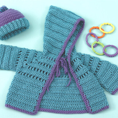 Baby Hoodie & Hat in Caron Simply Soft Brites - Downloadable PDF