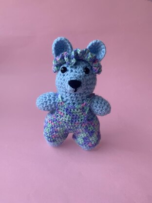 Crochet Blue Bear with Dungarees