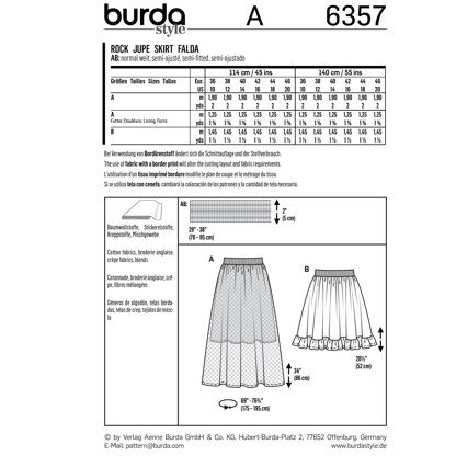 Burda Style Women's Skirt B6357 - Paper Pattern, Size 10-20