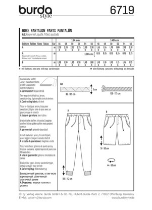 Burda Men's Jogging Trousers Sewing Pattern B6719 - Paper Pattern, Size 36-46