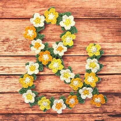 Flower letter & crochet applique pattern