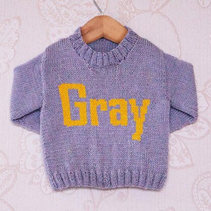 Intarsia - Gray Moniker Chart - Childrens Sweater