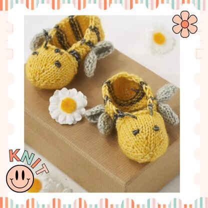 Baby Bumble Bee Booties Knitting Pattern