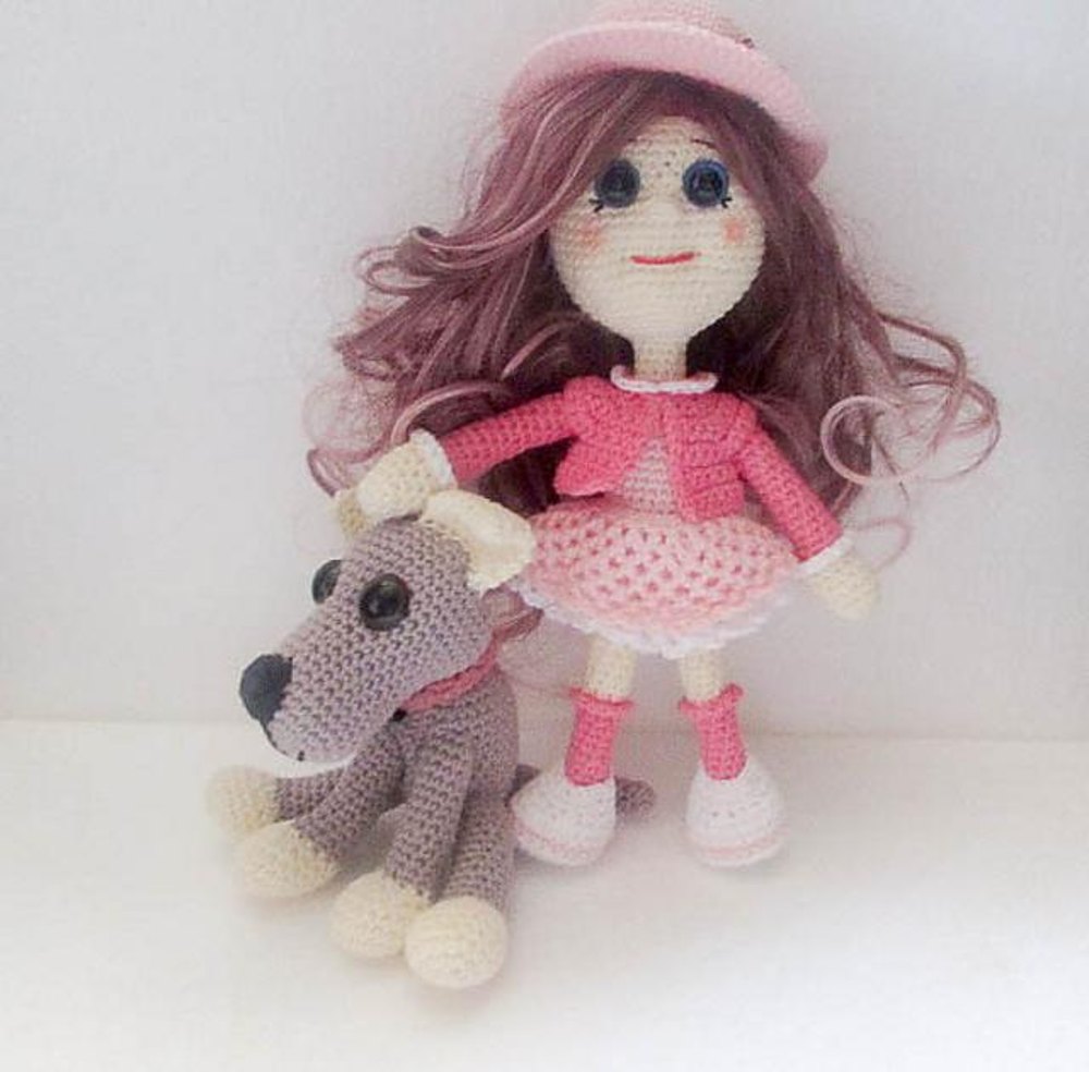 Rosie Doll And Puppy Amigurumi Crochet pattern by Wistfully Woolen