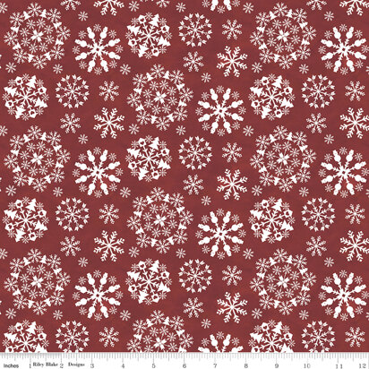 Riley Blake Hello Winter Flannel - Snowflakes (Red)