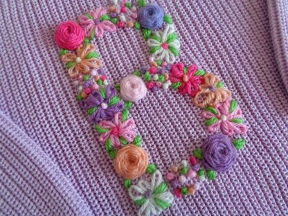 Floral Initial Embroidery Knitting Baby Sweater