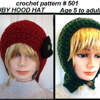 501, Ruby Fitted Hood Hat, crochet pattern