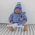 Baby Stripe Sweater, Bobble Beanie & Teddy Bear