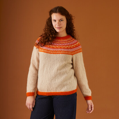 Dionne Fairisle Yoke Sweater - Jumper Knitting Pattern for Women in Debbie Bliss Angel