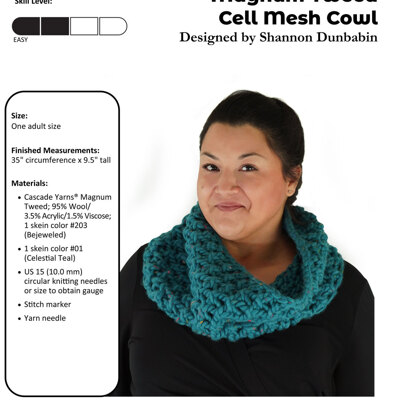 Cell Mesh Cowl in Cascade Yarns Magnum Tweed - B271 - Downloadable PDF