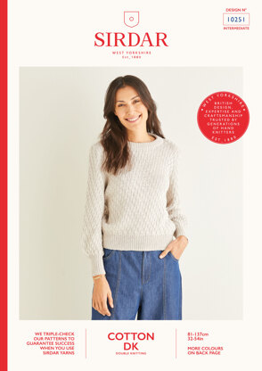 Round Neck Jumper in Sirdar Cotton DK - 10251 - Downloadable PDF