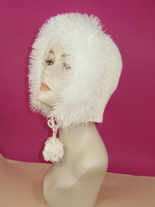 Faux Fur Trim Garter Stitch Bonnet Hat