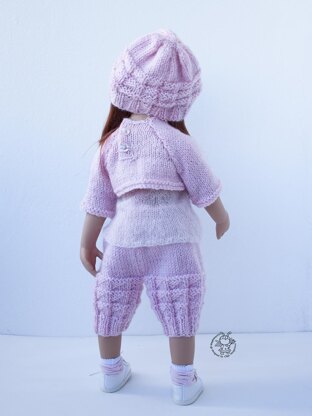 Pink dream outfit knitting flat for 18 in doll