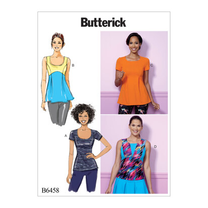 Butterick Misses' Pullover, Paneled Tops B6458 - Sewing Pattern