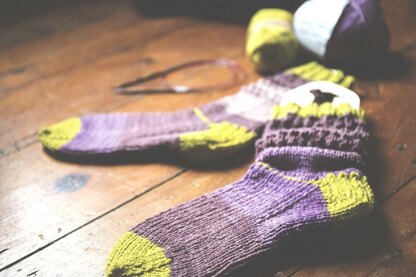 Lilac and Lime Bobble Boot Socks