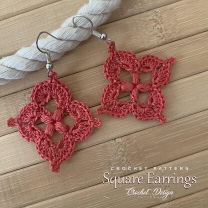 Mini Square Earrings | pdf Crochet Pattern