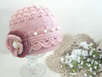 Knitting Pattern Baby Hat with Crochet Edging Baby Cap Infant