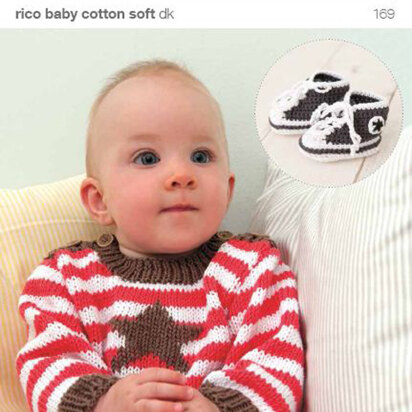 Striped Jumper and Embroidered Star and Bootees in Rico Baby Cotton Soft DK - 169