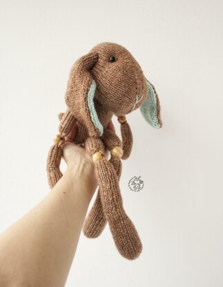 Bunny toy ( beads jointed ) knitted flat