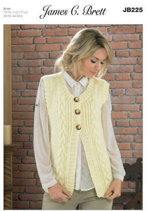 Waistcoat in James C. Brett Aztec Aran - JB225