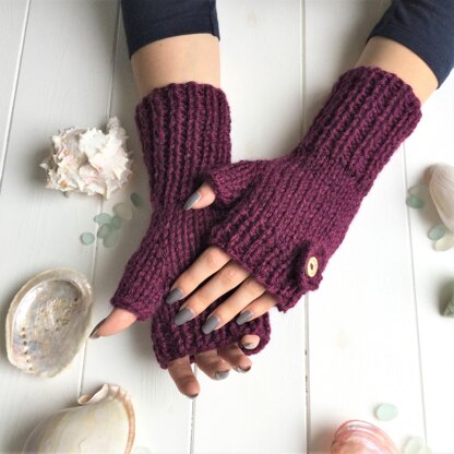 Sea Flower fingerless mitts