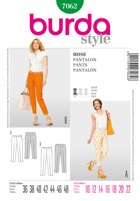 Burda Style Trousers Sewing Pattern B7062 - Paper Pattern, Size 10-22