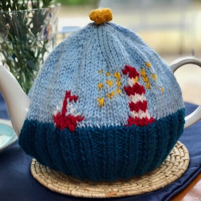 Lighthouse Tea Cosy in Patons Fab DK