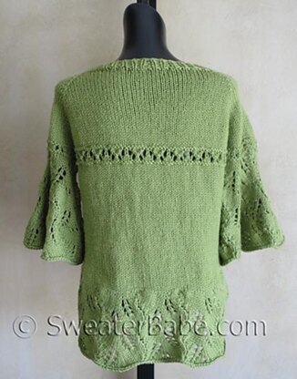 #119 Eyelets and Lace Curved Hem Cardigan