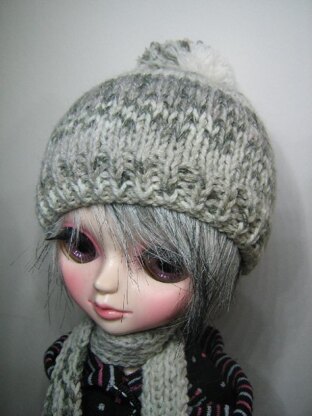 Tangkou Doll Hat and Scarf Set Knitting Pattern