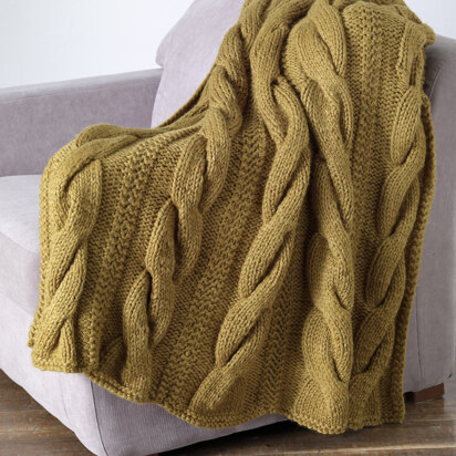 Classic Cable Throw in Lion Brand Wool-Ease Thick & Quick - 80882AD