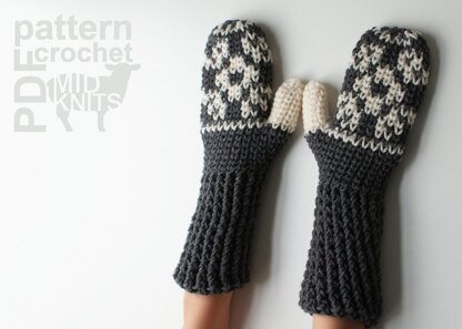 Floral Fair Isle Crochet Mittens (2016002)