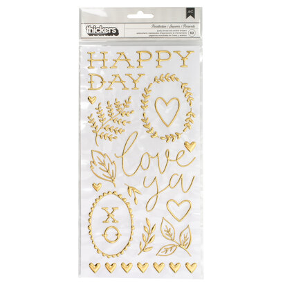 Crate Paper Thickers Recollection Phrase and Icons Puffy Gold Foil (63 Piece)