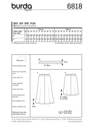 Burda Skirts Sewing Pattern B6818 - Paper Pattern, Size 10-28