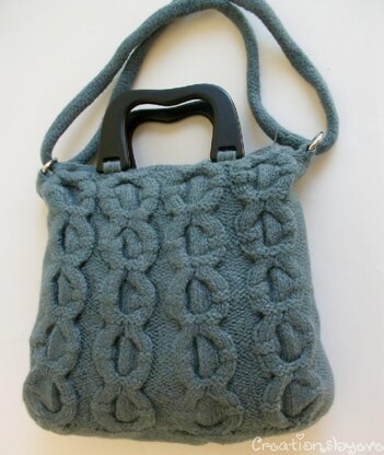 Teal blue cabled handbag