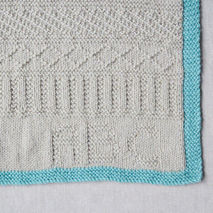Gansey Style Baby Blanket & Monkey - in Debbie Bliss Cashmerino Aran & Baby Cashmerino