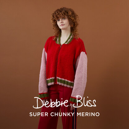 Baseball Jacket - Knitting Pattern for Women in Debbie Bliss Super Chunky Merino by Debbie Bliss - DB422 - Downloadable PDF