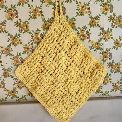 EASY BEGINNER'S Basketweave Dish Cloth