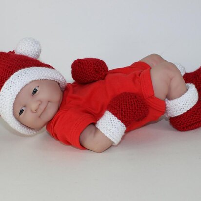 Preemie Baby Santa Hat, Booties and Mittens