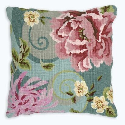 Anchor Floral Swirl in Green Needlepoint Kit - 40 x 40 cm
