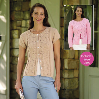 Long and Short Sleeved Cardigans in Sirdar Wash 'n' Wear Double Crepe DK - 7942 - Downloadable PDF
