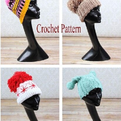 Crochet Pattern ladies hats UK & USA Terms #244