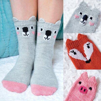 Pawsome Pals Koala, Fox, and Pig Animal Socks