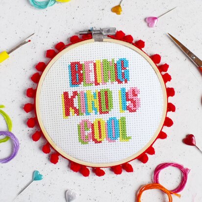 The Make Arcade Midi Cross Stitch - Being Kind is Cool - 4in