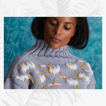 Abstract Embroidery Jumper - Sweater Knitting Pattern For Women in Willow & Lark Ramble by Willow & Lark