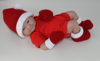 Preemie Baby Santa Hat, Booties and Mittens