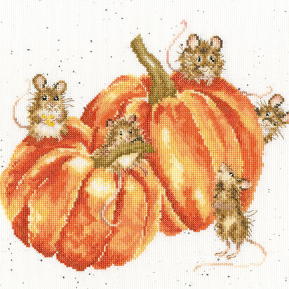 Bothy Threads Pumpkin, Spice And All Things Mice Cross Stitch Kit - 26 x 30cm