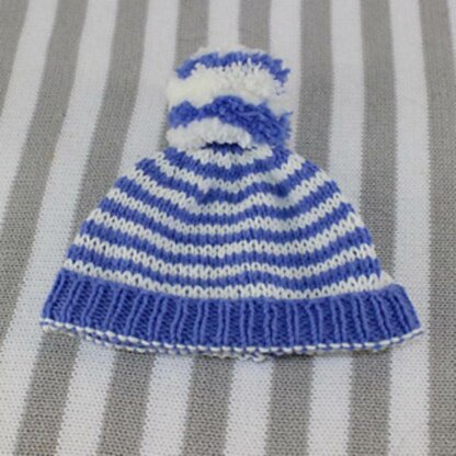 Baby Stripe Sweater, Bobble Beanie & Teddy Bear