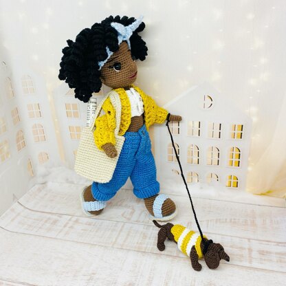 Amigurumi doll pattern, crochet girl pattern, crochet doll outfit