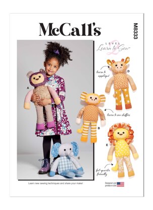 McCall's Plush Animals M8333 - Paper Pattern, One Size Only